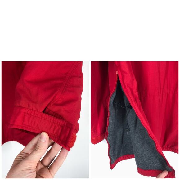 Land’s End VTG Pullover Jacket Fleece Lined 1/4 Zip Collared Unisex Large in Red - Picture 8 of 16